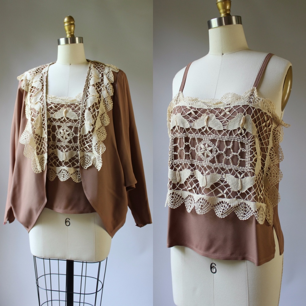 Vintage 70s Boho Lace Tank & Jacket